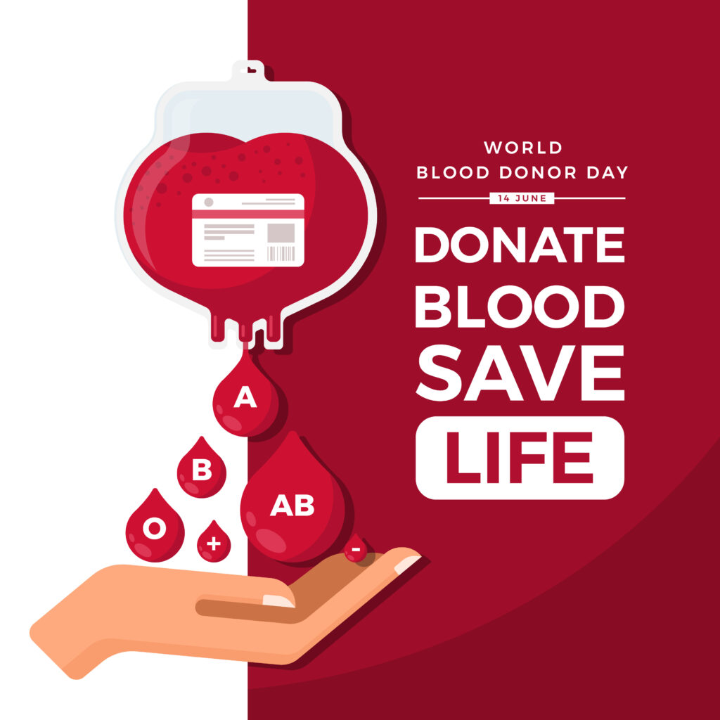 world blood donor day, donate blood save life - hands are receiv